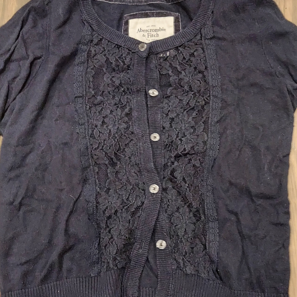 Abercrombie & Fitch Navy Cardigan with Lace Front. Sz M